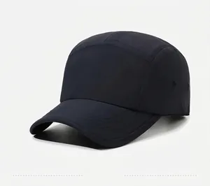 Side view of navy blue quick-dry breathable baseball cap for outdoor sun protection