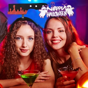 Serre-têtes d'Halloween en feutre avec couteau sanglant et motifs fantômes de fête