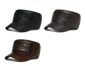 Detailed comparison of high-quality leather cadet caps in black and brown variants
