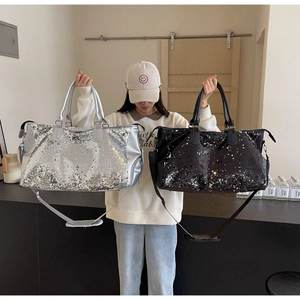 Bolso de viaje grande con lentejuelas, elegante bolso de mano y bandolera de gran capacidad.