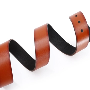 Brown faux leather belt with metal buckle and smooth finish for casual men's fashion