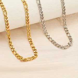 Figaro Chain Necklace 18K Gold Plated Stainless Steel Minimalist Hip Hop Link Chain Jewelry For Men Women