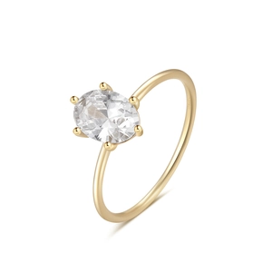 Macro shot of S925 hallmark on gold plated sterling silver ring with oval crystal