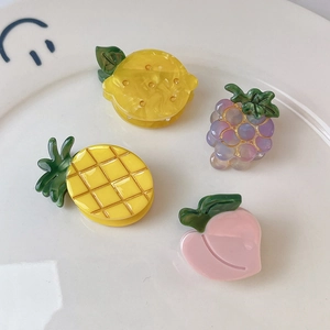 Set di 4 graziose mollette per capelli a forma di frutta ananas limone uva e pesca
