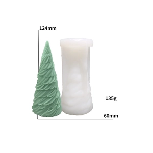 Macro view of 3D Christmas tree silicone mold with detailed size and weight specs