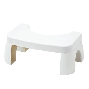 Thickened non-slip white plastic toilet stool with ergonomic arc design for bathroom