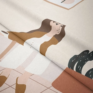 Detailed macro view of bohemian wall tapestry showing soft brushed velvet fabric and art print