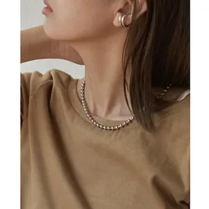 Minimalist Titanium Steel Ball Chain Necklace Versatile Multi-Way Wear Long Clavicle Chain Y-Shaped Jewelry For Women