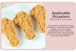 Tre modelli realistici di cosce di pollo fritte in PVC per fai da te e decoro