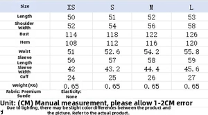 Tableau des tailles pour veste courte à revers femme montrant mesures XS à L et poids