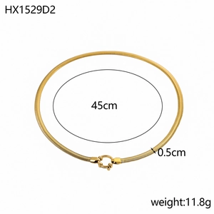 Minimalist gold snake chain titanium necklace for women with high-gloss metallic finish