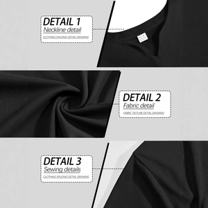 Men's athletic stretch black Henley T-shirt with V-neckline and premium stitching