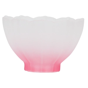 Frosted glass tea cup with pink gradient lotus petal design for personal tea service