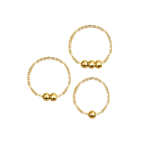 Minimalistische 18k vergoldete Titanstahl Kettenringe mit polierten Goldperlen