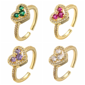 Heart Flower Butterfly Adjustable Open Rings Copper Zircon Micro Pave Elegant Trendy Fashion Jewelry For Women