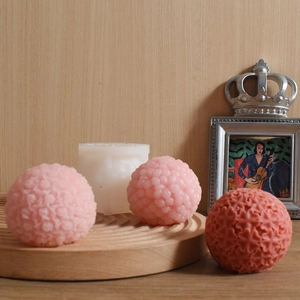 Spherical rose flower scented candle silicone mold with DIY floral textured candle samples