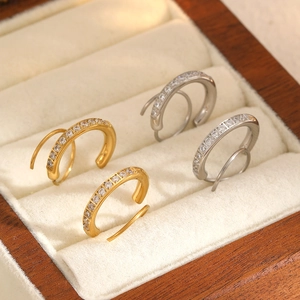 Creolen Aus Edelstahl Mit Zirkonia Minimalistischer Geometrischer Vergoldeter Modeschmuck Für Damen