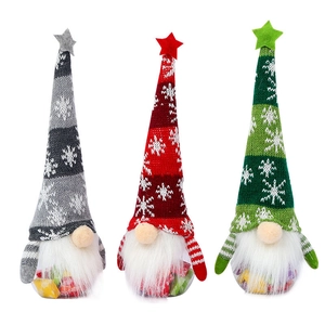3er-Set Weihnachts-Gnome-Zuckerdosen in Rot, Grau und Grün mit Strickmützen