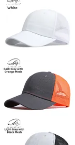 Three-color mesh trucker caps with breathable rear panels and classic curved brims