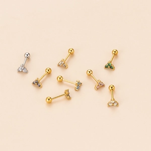Mini stainless steel cartilage studs with multi-color zircon flower design and ball backings