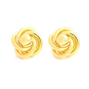 French vintage 18k gold plated rose earrings with twisted metallic knot design