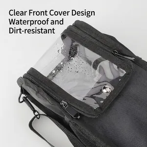 Waterproof black nylon makeup bag with transparent PVC front window and metal zippers