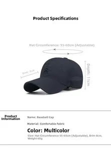 Detail view of breathable baseball cap featuring size specs and embroidered R logo