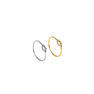Minimalist knot design titanium steel rings set in 18k gold and silver finish