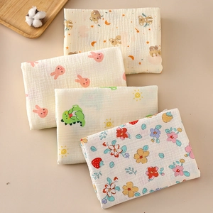 Muslin Baby Swaddle Blanket Soft Pure Cotton Double Layer Breathable Receiving Wrap For Newborns Infants Cartoon Prints