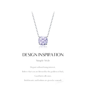 Detail of S925 sterling silver necklace with faceted lavender purple gemstone pendant