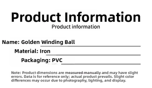Specifications of golden wire-wrapped iron ball ornaments in clear PVC packaging box