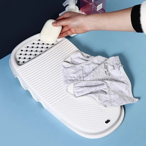 Thickened white plastic washboard with soap slot and multiple friction zones for laundry