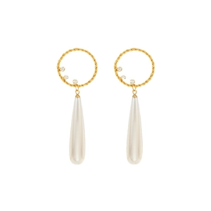 Elegant 14K gold plated water drop pearl earrings with sparkling crystal accents