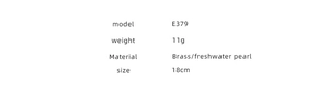 Specifications chart for brass chain bracelet with freshwater pearls, model E379, 18cm length