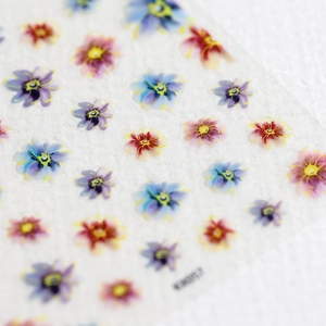 Self-adhesive 5D floral nail art stickers with purple and blue flower patterns KS57