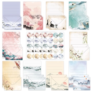 Vintage Letter Paper And Envelope Set Paper Stationery For Writing Elegant Chinese Ink Wash Painting Style Romantic