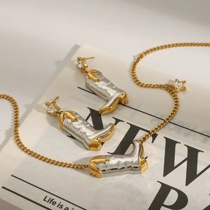 Parure de bijoux en acier inoxydable 18k avec pendentif botte et boucles d'oreilles étoile