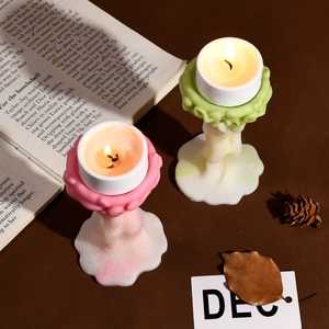Molde de silicona para portavelas artístico con diseño plisado para decoración de casa