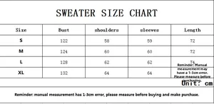 Size chart for Y2K double-hooded sweater featuring bust and shoulder measurements in cm