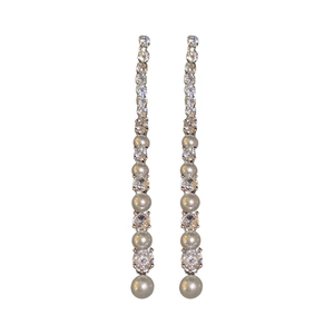 Élégantes boucles d'oreilles pendantes à pampilles en perles et zircons pour femme