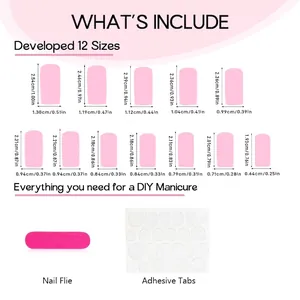 French ombre press-on nails set in 12 sizes with glue tabs and nail file kit