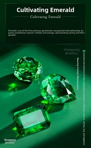 Macro shot of lab-grown emeralds in oval, pear, and emerald cuts with vivid green hue