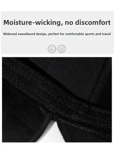 Detail of widened sweatband on wool baseball cap with moisture-wicking knitted fabric