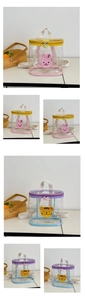 Detail of colorful transparent PVC kids backpack with waterproof finish and zipper