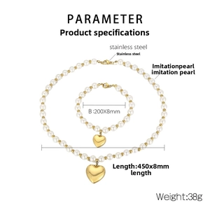 Spécifications détaillées de taille pour collier de perles et bracelet à cœur