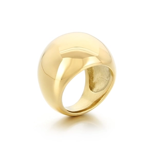 Minimalistischer, goldener klobiger gewölbter Ring aus Edelstahl mit polierter Oberfläche