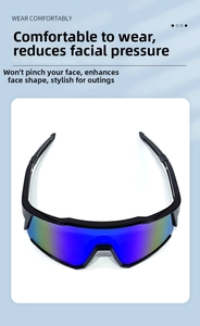 Detail view of the sleek black ergonomic temples on these gradient cycling sunglasses