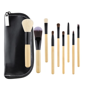 Professional Makeup Brushes Wood Handle Wool Horse Hair Eye Shadow Powder Blending Tools With Portable PU Case Pouch
