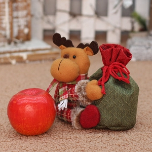 Weihnachtlicher Plüsch Rentier Apfelbeutel Süssigkeiten Geschenktüte Festliche Deko Accessoire