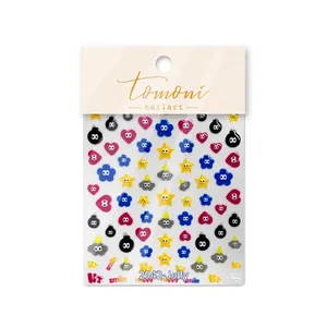5D jelly nail art stickers met kleurrijke cartoon hart- en sterpatronen